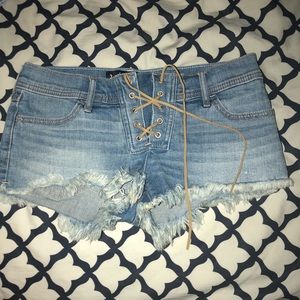 Never worn lace up Hollister shorts